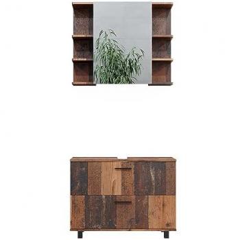 Set di arredo bagno Ilias, rovere rustico, mobile base 80 cm
