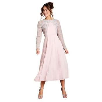 Mid-Length Blush Scallop Pleated Dress – Coastal Women, Size 8