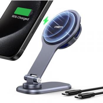 Tesla Auto‑Magnethalter mit Ladefunktion – UGREEN CD380 (Grau)