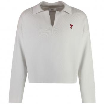 Ami Paris Gray Heart Emblem Polo Shirt for Women Size M