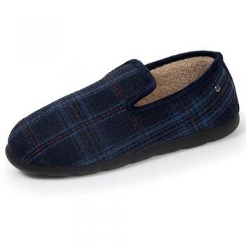 Isotoner Chaussons Tartan Bleu Super Confort et Chaleur Hommes