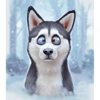 Puzzle 5D: Pittura a Diamante Quadrata 20x30 cm Husky Animali