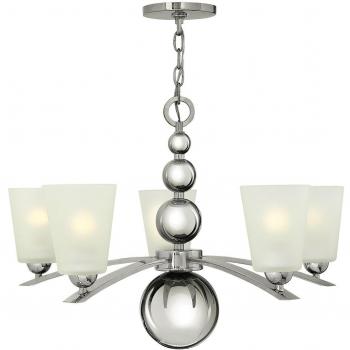 Netlighting Zelda 5 Light Multi Arm Chandelier Polished Nickel Finish, E27