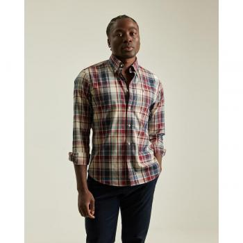 Camisa de hombre slim fit cuadros vino PuroEGO