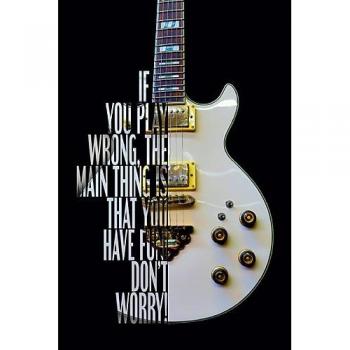CALVENDO Leinwanddruck 60 x 90 cm Hoch-Format E-Gitarre mit Gitarrenspruch von Renate Bleicher