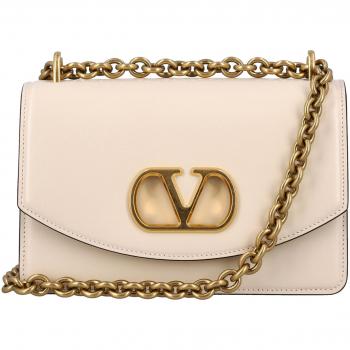 Valentino Vain Small Leather Shoulder Satchel – White