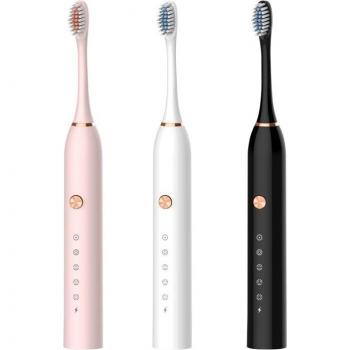 IPX7 Waterproof USB Rechargeable Electric Toothbrush for Adults and Kids with Smart Timer and 4 Pin Replacement