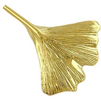 Glänzende Ginkgo-Blatt Brosche 30×24 mm – 9‑Karätiges Gold