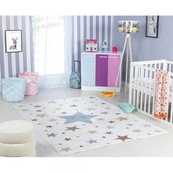 Surya Kinderteppich BEED, waschbar, rechteckig, 80 x 150 cm, Sterne Design