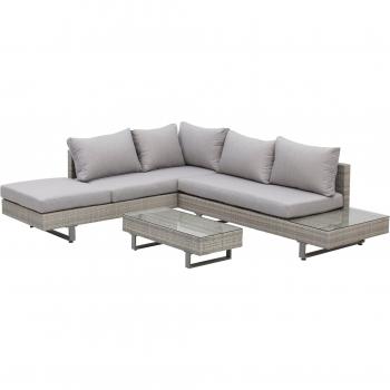 Set Completo Giardino: Divano Angolare e Tavolino Rattan Grigio