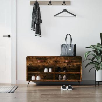Día y Noche Banco zapatero madera de ingeniería roble ahumado 102x35x55 cm