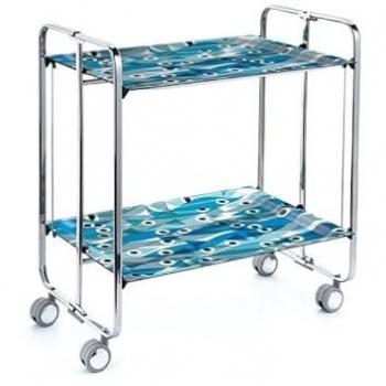 Table Roulante pliante Don Hierro – 65 cm, 2 plateaux, châssis chromé