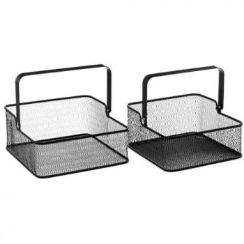 2 paniers empilables mayaj métal noir