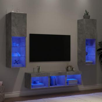 Ensemble Murale TV 5 Pièces Bois d'Ingénierie avec LED