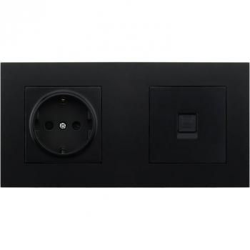 Atlectric EU Dual RJ45 Data Port Wall Socket with TV Outlet