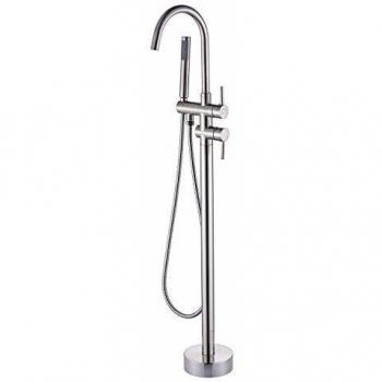 Robinet de bain sur pied en chrome brossé