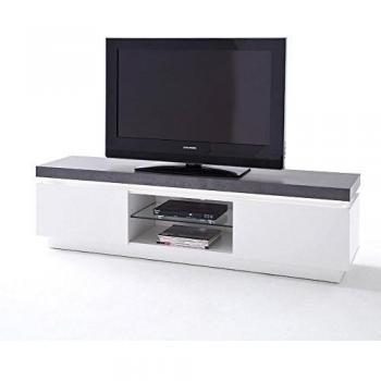 Tygo Meuble TV Éclairé 2 Portes en Blanc Mat