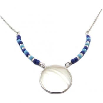 Collar Bohemio de Plata con Acabado Azul