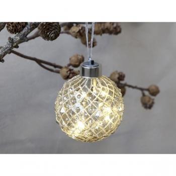 Chic Antique 8cm Weihnachtskugel mit Glitzer und LED