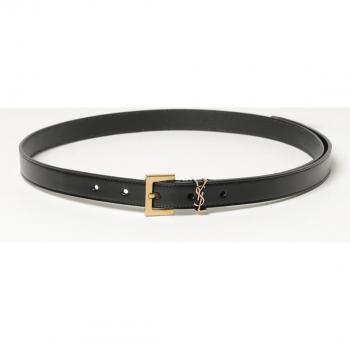 Saint Laurent Cintura pelle nera Cassandre 80