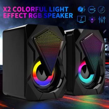 Haut-parleurs X2 USB avec effets d'éclairage