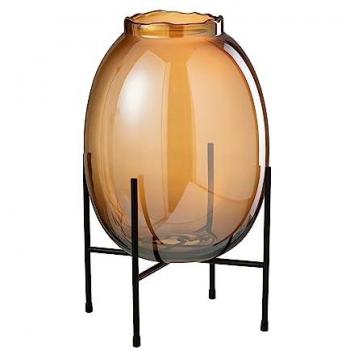 Pied de vase Tonato 40 cm, finition marron sombre et noir