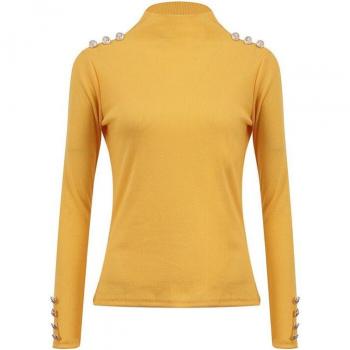 JAYCOSIN Frauen‑Side‑Drive‑Herbst‑Winter‑Langarm‑Taschen‑Solid‑Crew‑Neck FY25