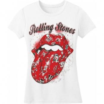 Camiseta Tattoo Flash para Señora Rolling Stones XL Blanca