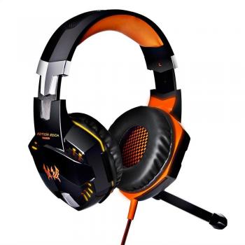 Mindkoo G2000 Pro Headset Gamers 3.5mm Over-Ear Basso con Microfono e LED per PS4 / WoW / League of Legends in Nero/Arancio