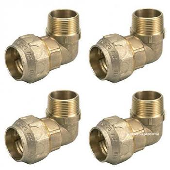 Gomito maschio 20 mm x 1/2'' ottone alta pressione