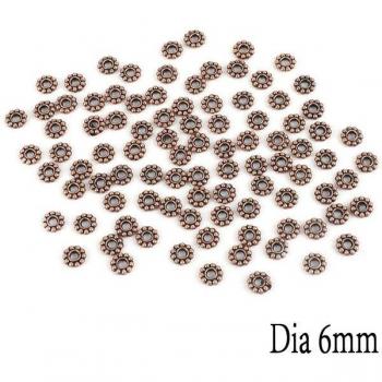 Perles en forme de marguerite, or et argent tibétain, 50 pièces