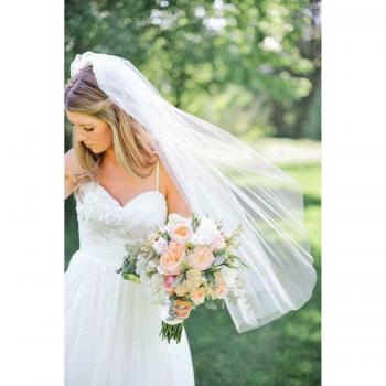 Elegant Ivory Fingertip Wedding Veil with Comb