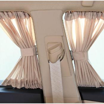 Cortinas Beige para Ventanas de Coche Retráctiles de Aluminio (Paquete Doble)