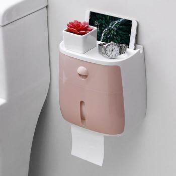 Soporte de pared doble capa para papel higiénico y toallas de baño