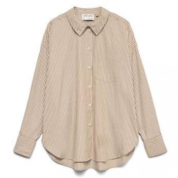 Vero Moda Parina Loose Stripe Long Sleeve Dress Shirt – Snow White – XS