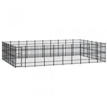 Perrera de exterior de acero (55,3 m²) Vidaxl Negro