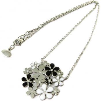 Collare Calypso Blanc Noir Argenté