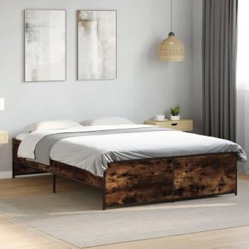 VidaXL Bettgestell Räuchereiche 120x200 cm Holz-Metall