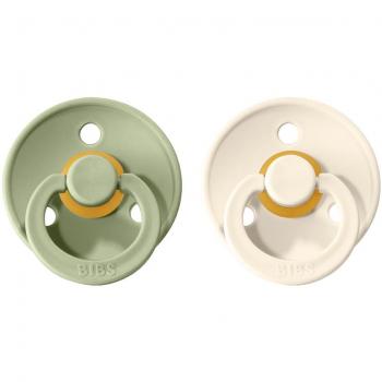 BIBS Colour Latex Runde Schnuller in Ivory und Sage – 2‑Stück-Set