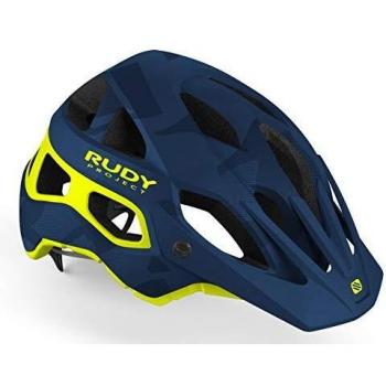 Casque Vélo VTT Enduro Protera Bleu Camo Jaune Fluo L
