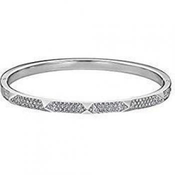 Tactic Bracciale Rigido in Acciaio Inox con Swarovski Bianco