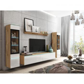 Bratex Ensemble Vera II Salon – Sans Lumière LED – Noir Wotan & Blanc Brillant