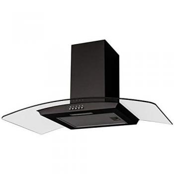 Black 90cm Curved Glass Chimney Hood (CGH90BL)
