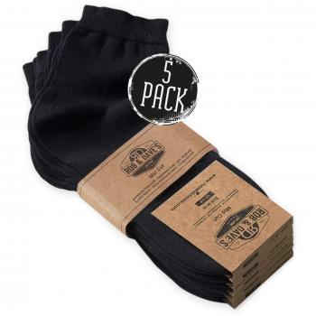 Rob & Dave's Öko‑Tex 5-Paar Mid Cut Socken – nahtlose schwarze Quarter – ohne drückende Naht