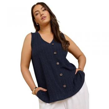 Yours Women’s Textured Button Front Coat – Navy, Size 18