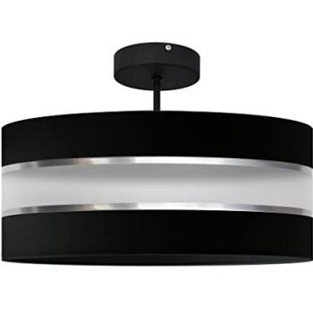 Helam Lighting Helen Cylindrical Pendant Ceiling Light Black, Silver 40cm