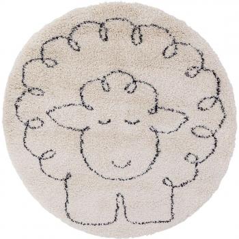 Tapis Mouton Rond Douillet 120 cm Beige