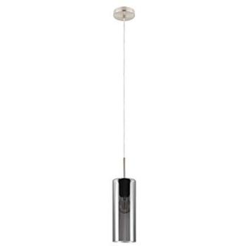 Metallic Loop Pendant Light, Satin Nickel Finish, Black Transparent Glass, E27 1×15W