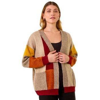 Roman Women's Colour Block Knit Cardigan – Beige, Size 16