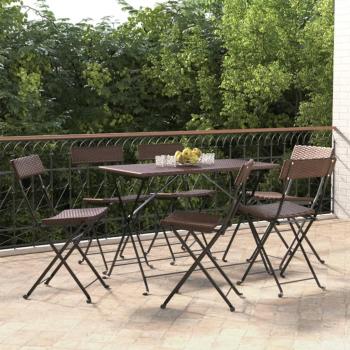 VidaXL 6-Piece Folding Bistro Chairs with Poly Rattan in Brown